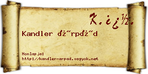 Kandler Árpád névjegykártya